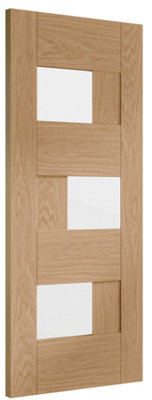 XL Joinery Internal Oak Pre-Finished Perugia Door with Clear Glass  - 1981 x 686 x 35mm (27")