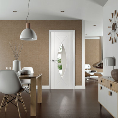 XL Joinery Internal Pesaro White Clear Glass Primed Door 1981 x 838 x 35mm (33")