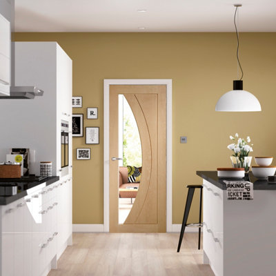 XL Joinery Internal Salerno Oak Clear Glass Fire Door 1981 x 686 x 44mm (27")
