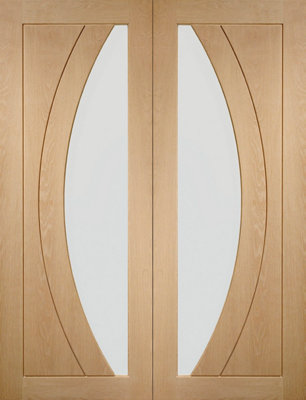 XL Joinery Internal Salerno Pair Oak Clear Flat Glass Door 1981 x 1524 x 40mm (60")