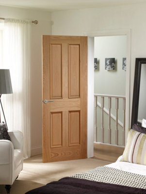 XL Joinery Internal Victorian Oak 4-Panel Raised Mouldings Fire Door 1981 x 762 x 44mm (30")