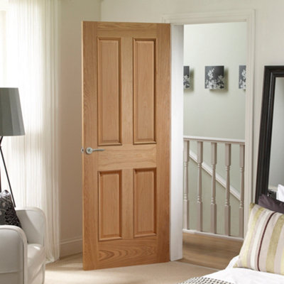 XL Joinery Internal Victorian Oak 4-Panel Raised Mouldings Fire Door 2040 x 926 x 44mm