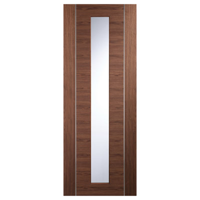 XL Joinery Internal Walnut Pre-Finished Forli Door with Clear Glass  - 1981 x 762 x 35mm (30")