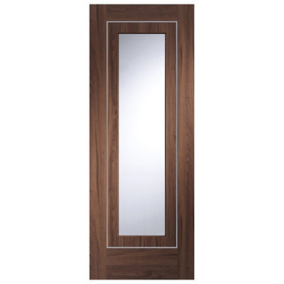 XL Joinery Internal Walnut Pre-Finished Varese Door with Clear Glass  - 1981 x 762 x 35mm (30")