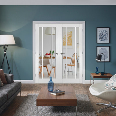 XL Joinery Internal Worcester Pair White Clear Glass Primed Door 1981 x 1168 x 40mm (46")