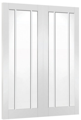 XL Joinery Internal Worcester Pair White Clear Glass Primed Door 1981 x 1524 x 40mm (60")