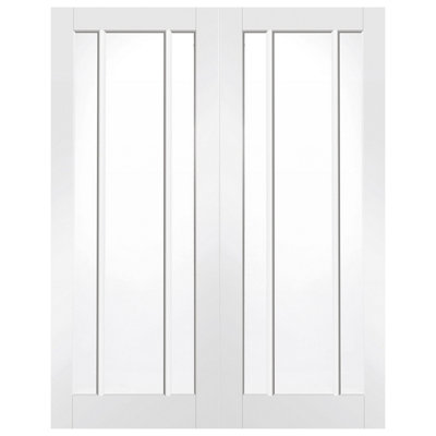 XL Joinery Internal Worcester Pair White Clear Glass Primed Door 1981 x 1524 x 40mm (60")