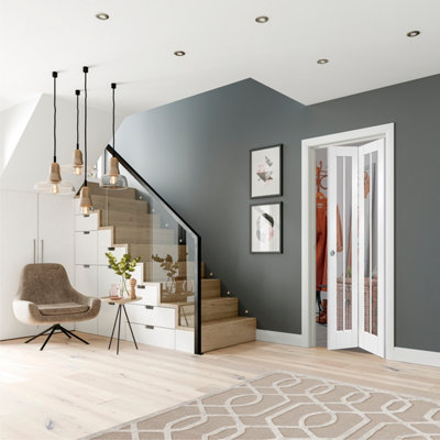 XL Joinery Internal Worcester White Bi-Fold Clear Glass Primed Door 1981 x 686 x 35mm (27")
