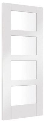 XL Joinery Shaker 4 Light Internal White Primed Door with Clear Glass - 1981 x 762 x 35mm (30")