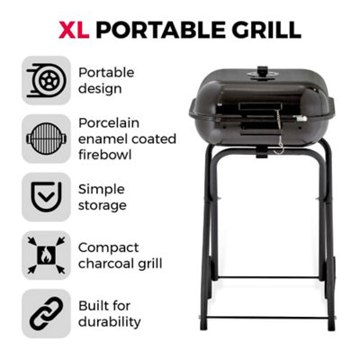 XL Portable Standing Charcoal Grill Barbeque
