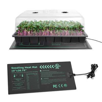 XL Propagator with Seed Tray Box 58x37cm, Full Spectrum LED Grow Light & Heat Mat - Electric Indoor Greenhouse Seedling Starter