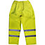 XL Yellow Hi-Vis Waterproof Trousers - Elasticated Waist Adjustable Ankles