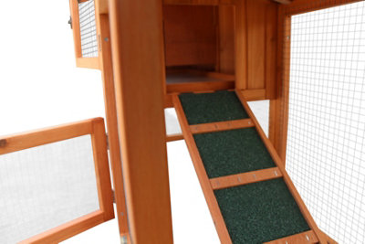 XLarge Wooden Rabbit Run Pet Hutch Bunny Guinea Pig Ferret Run 2 Tier Wood House Cage Pen - 9
