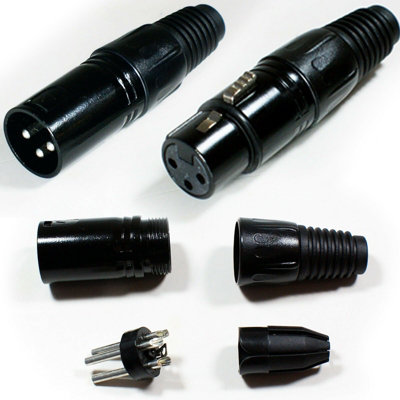 XLR 3 Pin Pole Male & Female Connector Solder Audio Adapter Mic ...