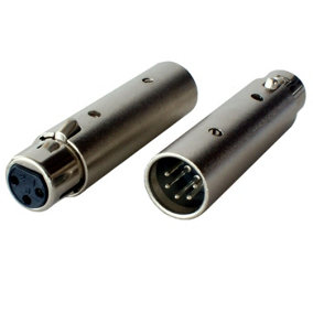 XLR 5 Pin Male to 3 Pin Female DMX Adapter Converter Plug Socket Lighting Barrel