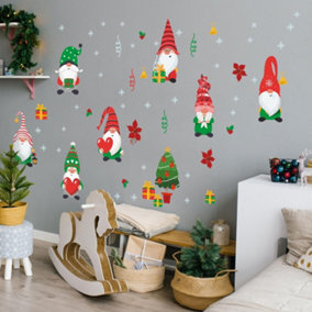 Xmas Gnomes and Snowflakes Stickers Set Wall Stickers Wall Art, DIY Art, Home Decorations, Decals
