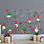 Xmas Gnomes With Colourful Snowflakes Wall Stickers Living room DIY Home Decorations