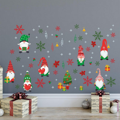 Xmas Gnomes With Colourful Snowflakes Wall Stickers Living Room Diy Home Decorations Diy At Bandq 3786