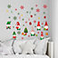 Xmas Gnomes With Colourful Snowflakes Wall Stickers Living room DIY Home Decorations