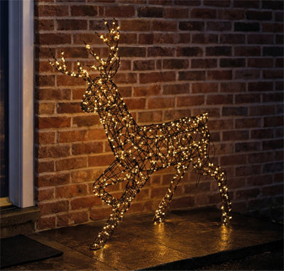 Xmas Haus 108cm Rattan LED Reindeer 351 Warm White LED Outdoor ...