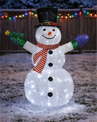 Xmas Haus 120cm Foldable LED Snowman 100 Cool White LED Outdoor ...