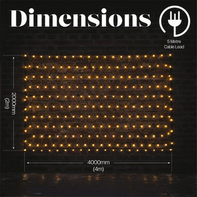 Xmas Haus 4x2m LED Net Light 320 Warm White LED Outdoor Christmas Timer ...
