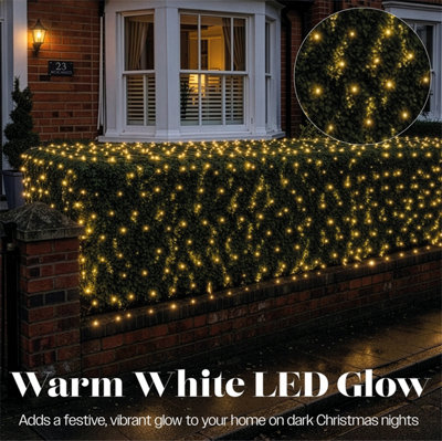 Xmas Haus 4x2m LED Net Light 320 Warm White LED Outdoor Christmas Timer ...