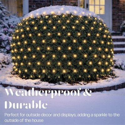 Xmas Haus 4x2m LED Net Light 320 Warm White LED Outdoor Christmas Timer ...