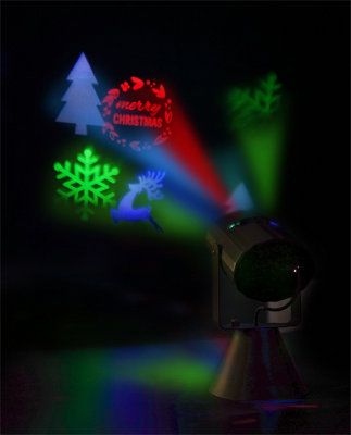 Xmas Haus Festive Christmas LED Projector With 4 Festive Slides Battery ...