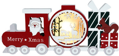 Xmas Haus Festive Light Up LED Wood Train