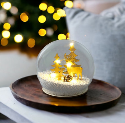 Xmas Haus Light Up Snow Globe with Reindeers