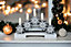 Xmas Haus Natural Festive Wood LED Light Up Christmas Candle Arch With stars Battery Operated