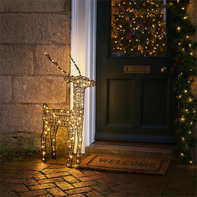 Xmas Haus Outdoor Metal Deer 61CM with Black Shiny PVC Rope, 200L Warm ...