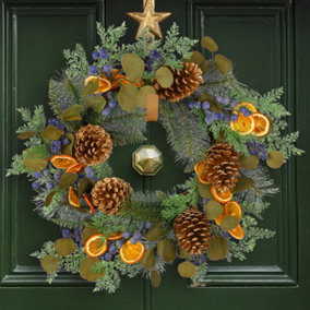 Xmas Winter Christmas Festive Wreath, Christmas Wreath for Front Door, Home Decoration 24cm
