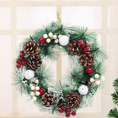 Xmas Winter Christmas Festive Wreath Pine Cone Wreath Christmas Decoration for Front Door 32 cm - 3
