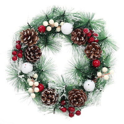 Xmas Winter Christmas Festive Wreath Pine Cone Wreath Christmas Decoration for Front Door 32 cm - 4