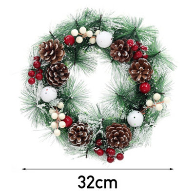 Xmas Winter Christmas Festive Wreath Pine Cone Wreath Christmas Decoration for Front Door 32 cm - 6