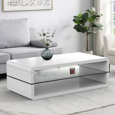 Xono Coffee Table High Gloss Coffee Table for Living Room Centre Table Tea Table for Living Room Furniture White