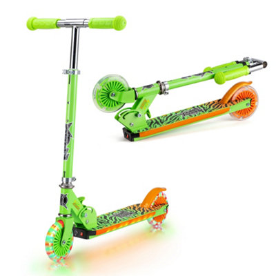 Xootz Wild Rider LED Scooter Green Tiger Folding Light Up Scooter