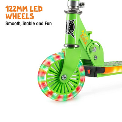 Xootz Wild Rider LED Scooter Green Tiger Folding Light Up Scooter
