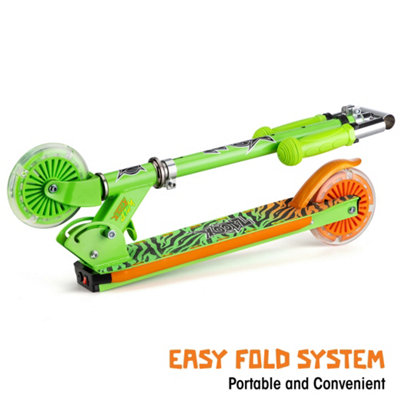 Xootz Wild Rider LED Scooter Green Tiger Folding Light Up Scooter