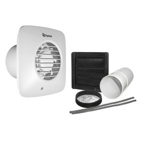 Xpelair DX100HPTS Square Humidistat Pullcord Timer Extractor Fan with Wall Kit