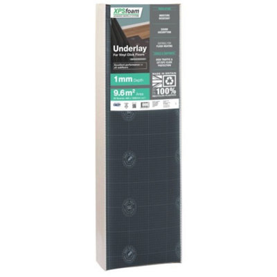 XPS Foam 1mm UK Made Underlay - Ideal for Luxury Vinyl Click Floors 9.6m2