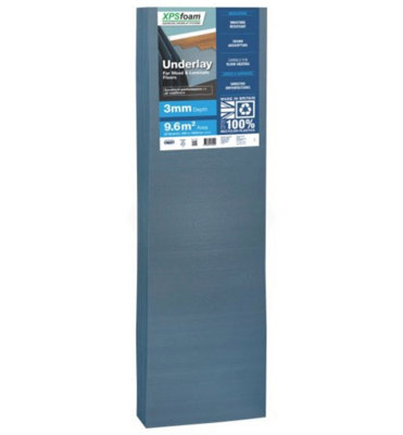 XPS Foam 3mm UK Made Underlay - Ideal For Engineered Wood and Laminate Floors - 9.6m²