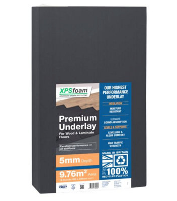 XPS Foam 5mm Premium UK Made Underlay - Ideal  For All Wood and Laminate Floors 9.76m²