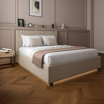 XR Living Maisie Velvet Ottoman Bed with Under frame LED Lights