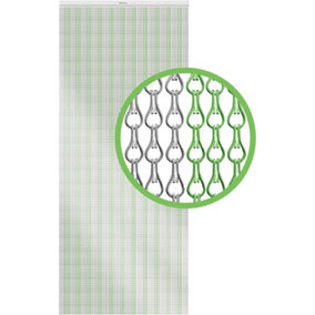 Xterminate Aluminium Fly Blind Door Screen Chain Curtain Silver And Green with Spare Chains For Buisness and Home