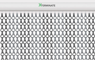 Xterminate Aluminium Fly Blind Door Screen Chain Curtain Silver And Grey with Spare Chains, For Buisness and Home