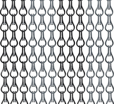 Xterminate Aluminium Fly Blind Door Screen Chain Curtain Silver And Grey with Spare Chains, For Buisness and Home