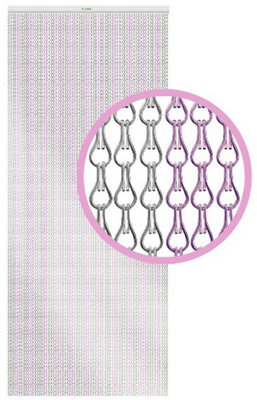 Xterminate Aluminium Fly Blind Door Screen Chain Curtain Silver And Pink with Spare Chains For Buisness and Home